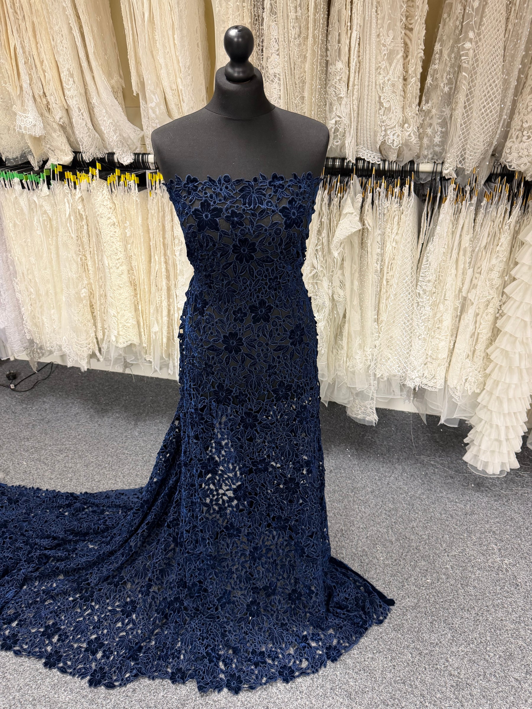 Navy Embroidered Velvet - EB6002