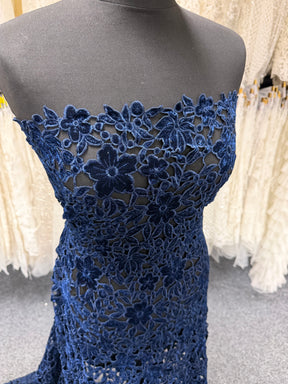 Navy Embroidered Velvet - EB6002