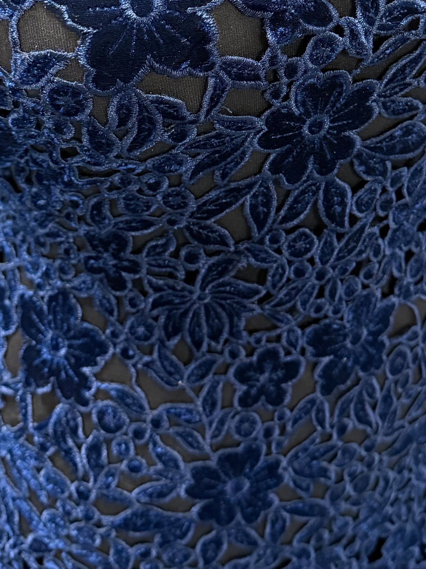 Navy Embroidered Velvet - EB6002