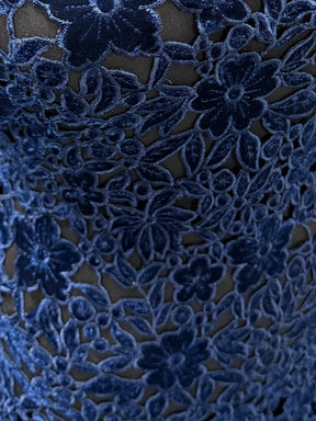 Navy Embroidered Velvet - EB6002