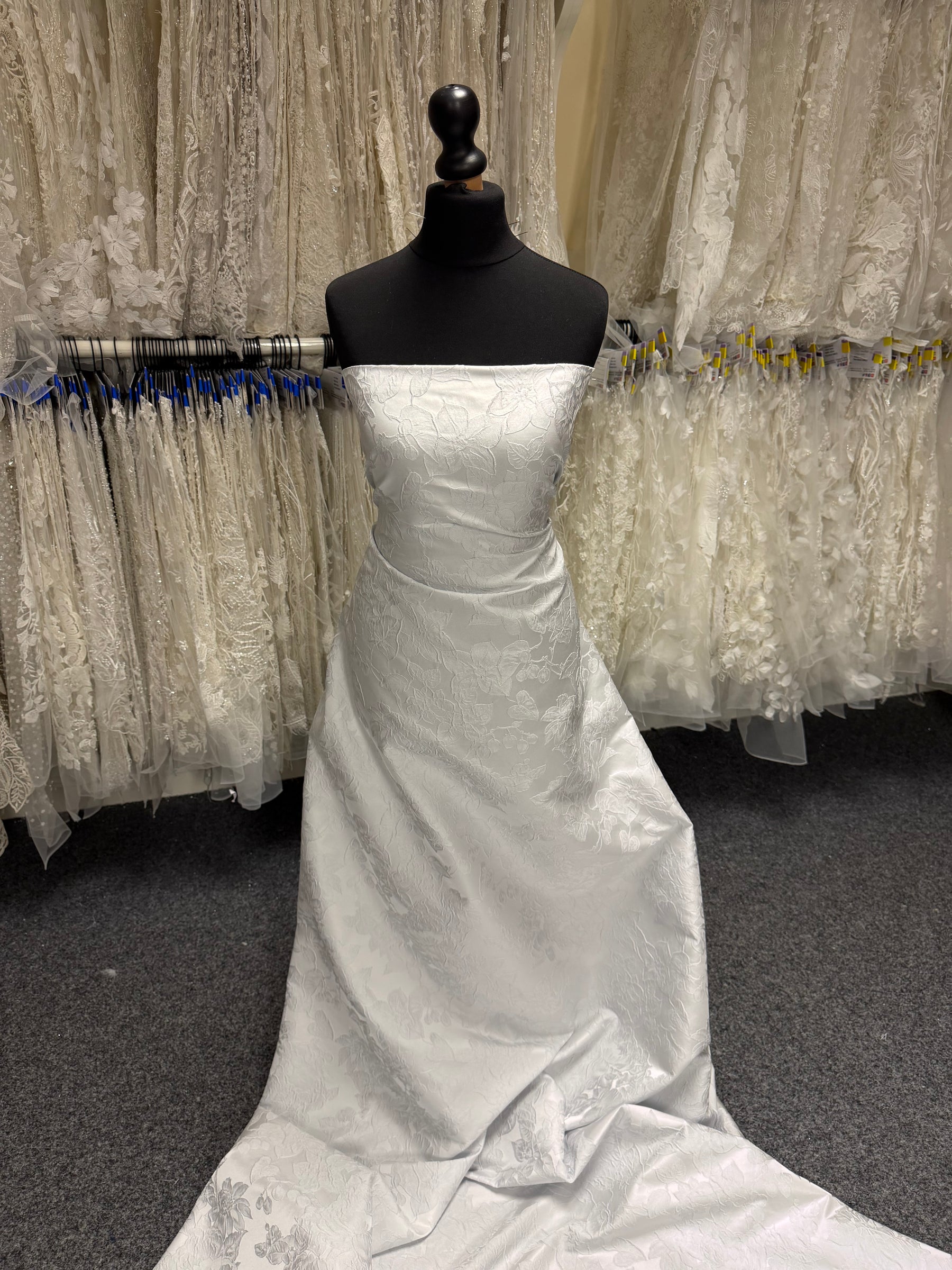 Silver Brocade Fabric - BR1010