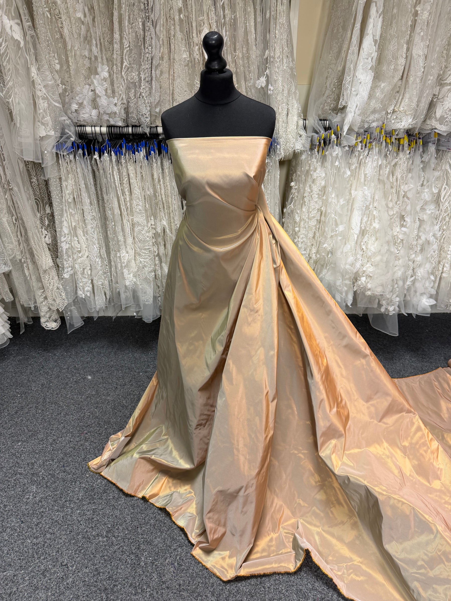Green/Gold Polyester Taffeta - P600