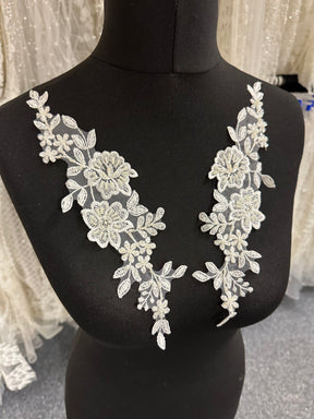 Ivory Beaded Lace Appliques - T69