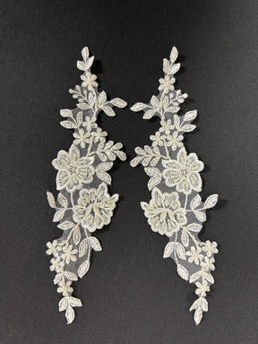 Ivory Beaded Lace Appliques - T69