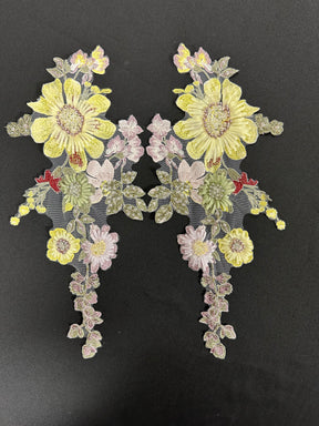 Multicoloured Beaded Lace Appliques - MT4019