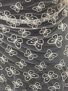 Ivory Embroidered Butterfly Lace – EU5002