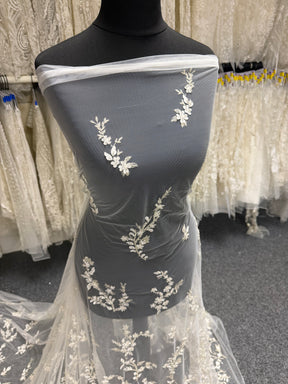 Champagne/Silver Emb Beaded Tulle - EB1073