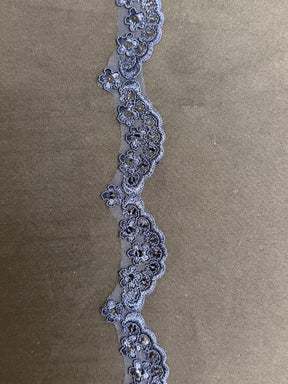 Navy Corded Sequin Edging - T713
