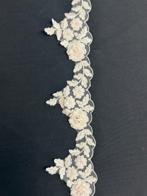 Ivory/Pink 3D Beaded Lace Edging - T714