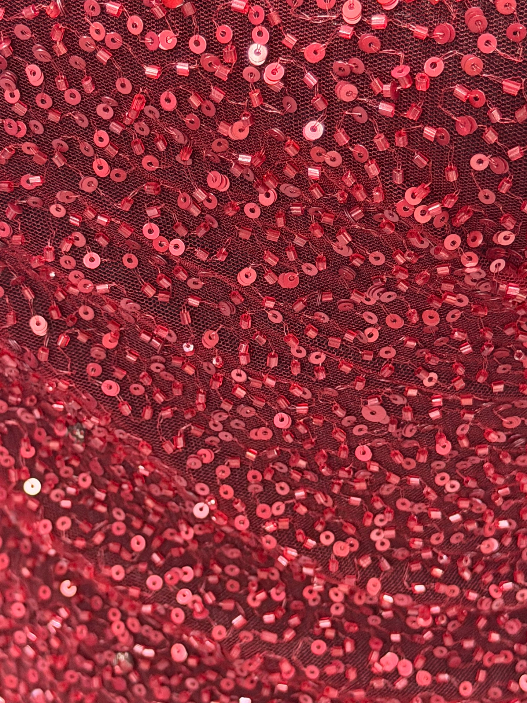 Wine Embroidered Beaded Tulle - EB1012