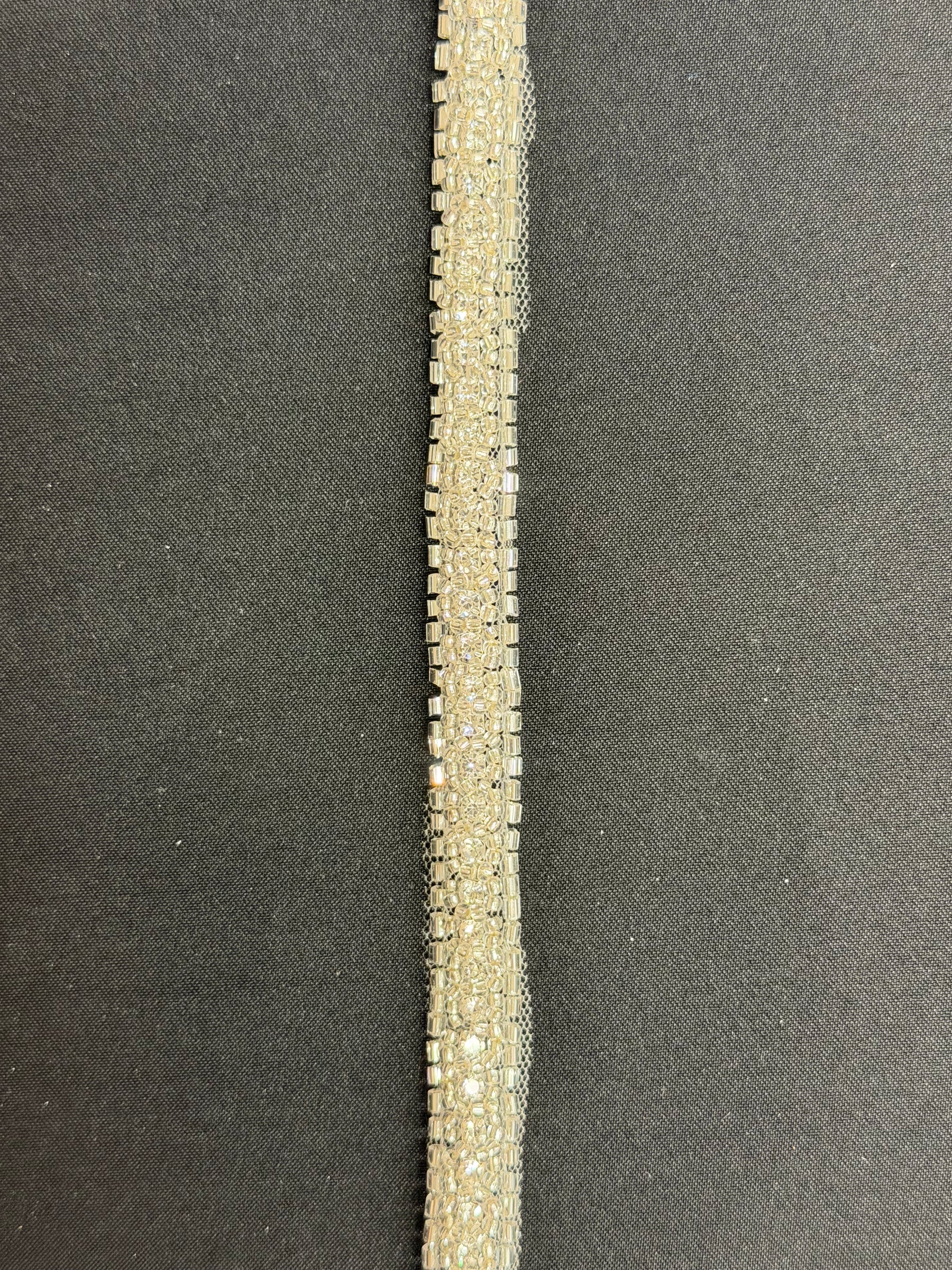 Crystal/Silver Crystal Beaded Edging - T725