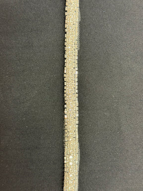 Crystal/Silver Crystal Beaded Edging - T725