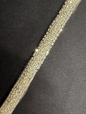 Crystal/Silver Crystal Beaded Edging - T725