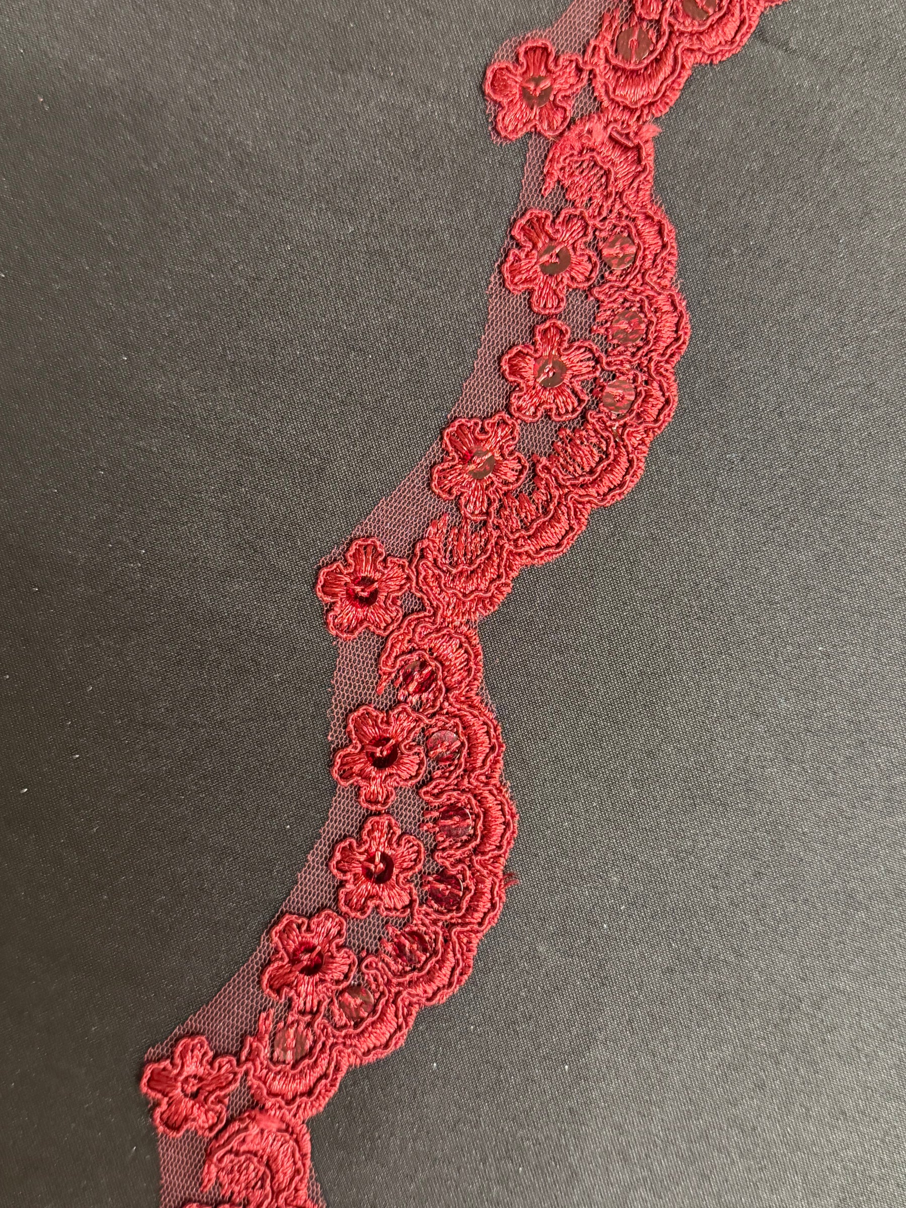 Wine Corded Sequin Edging - T713