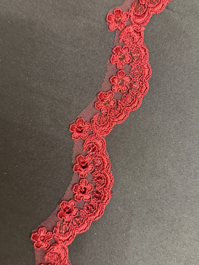 Wine Corded Sequin Edging - T713