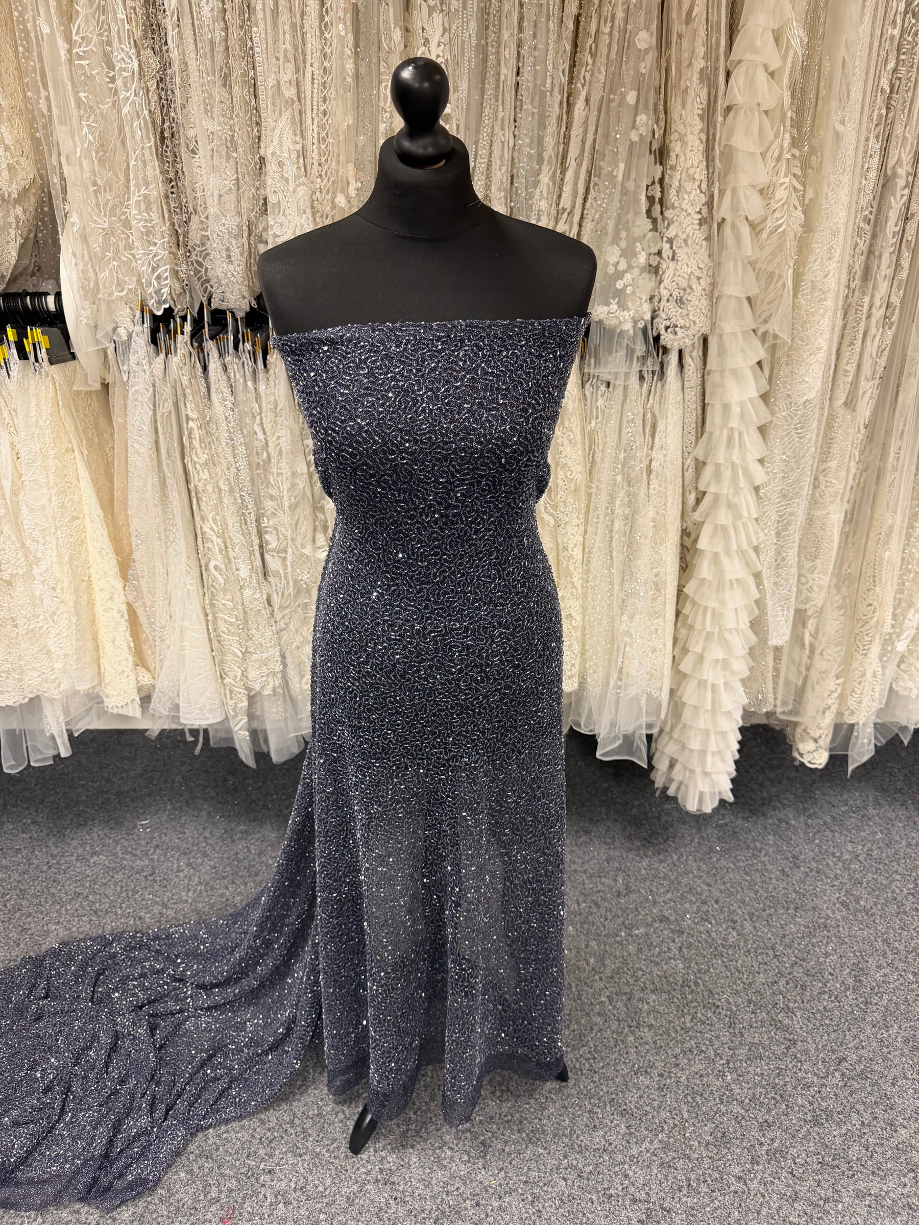 Navy Beaded Lace - Baltic