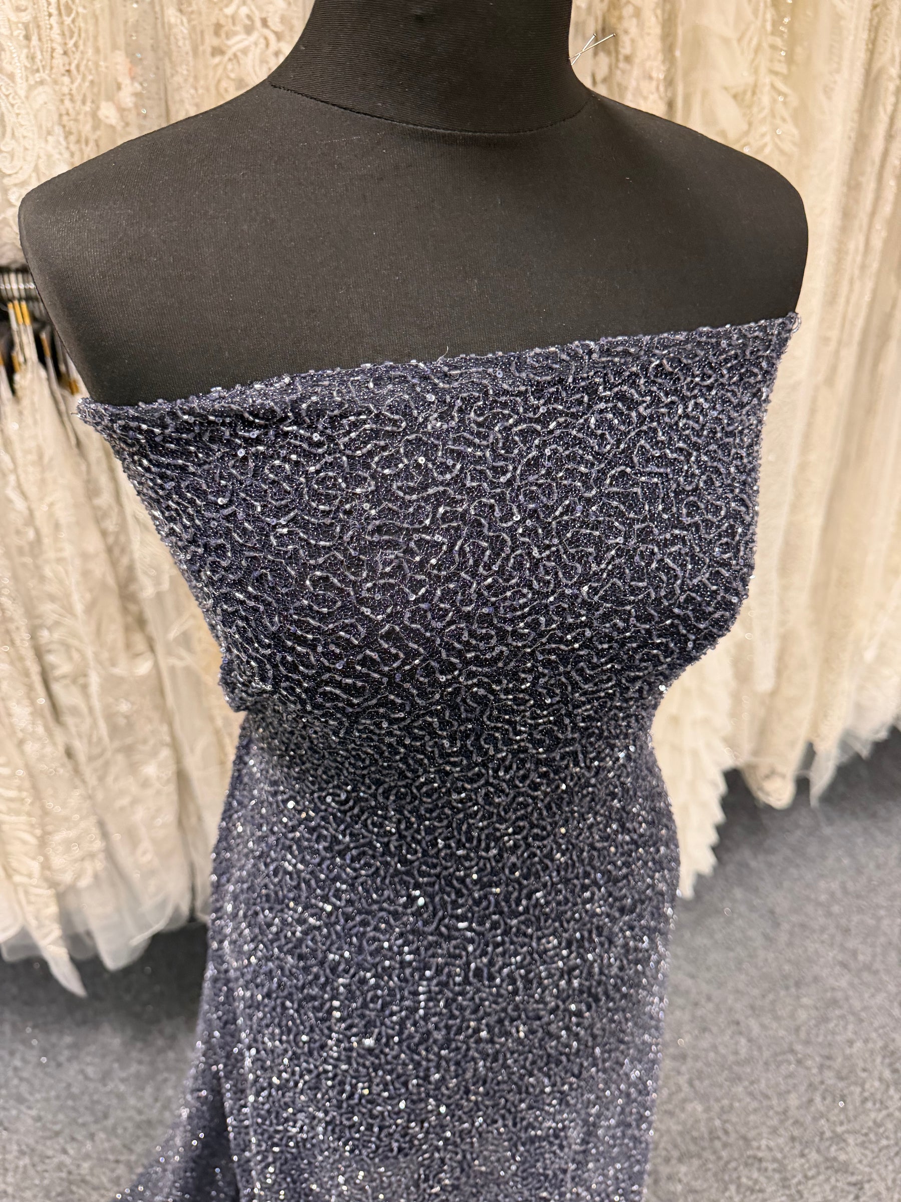 Navy Beaded Lace - Baltic