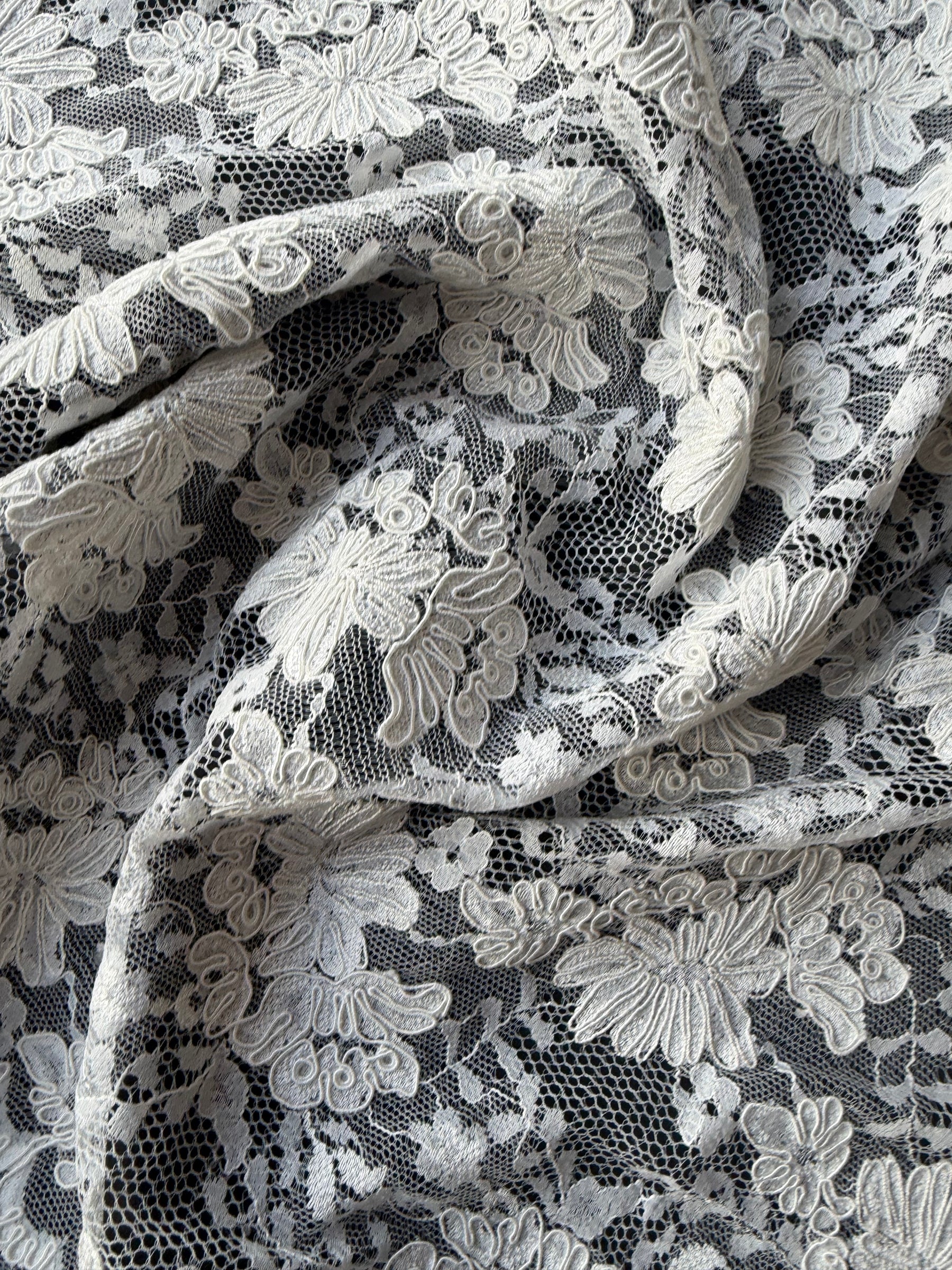 Pale Ivory Corded Wedding Lace - P379