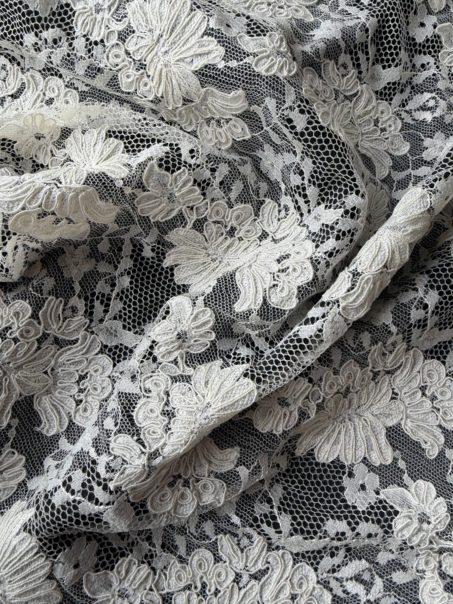 Dark Ivory Corded Wedding Lace - P379