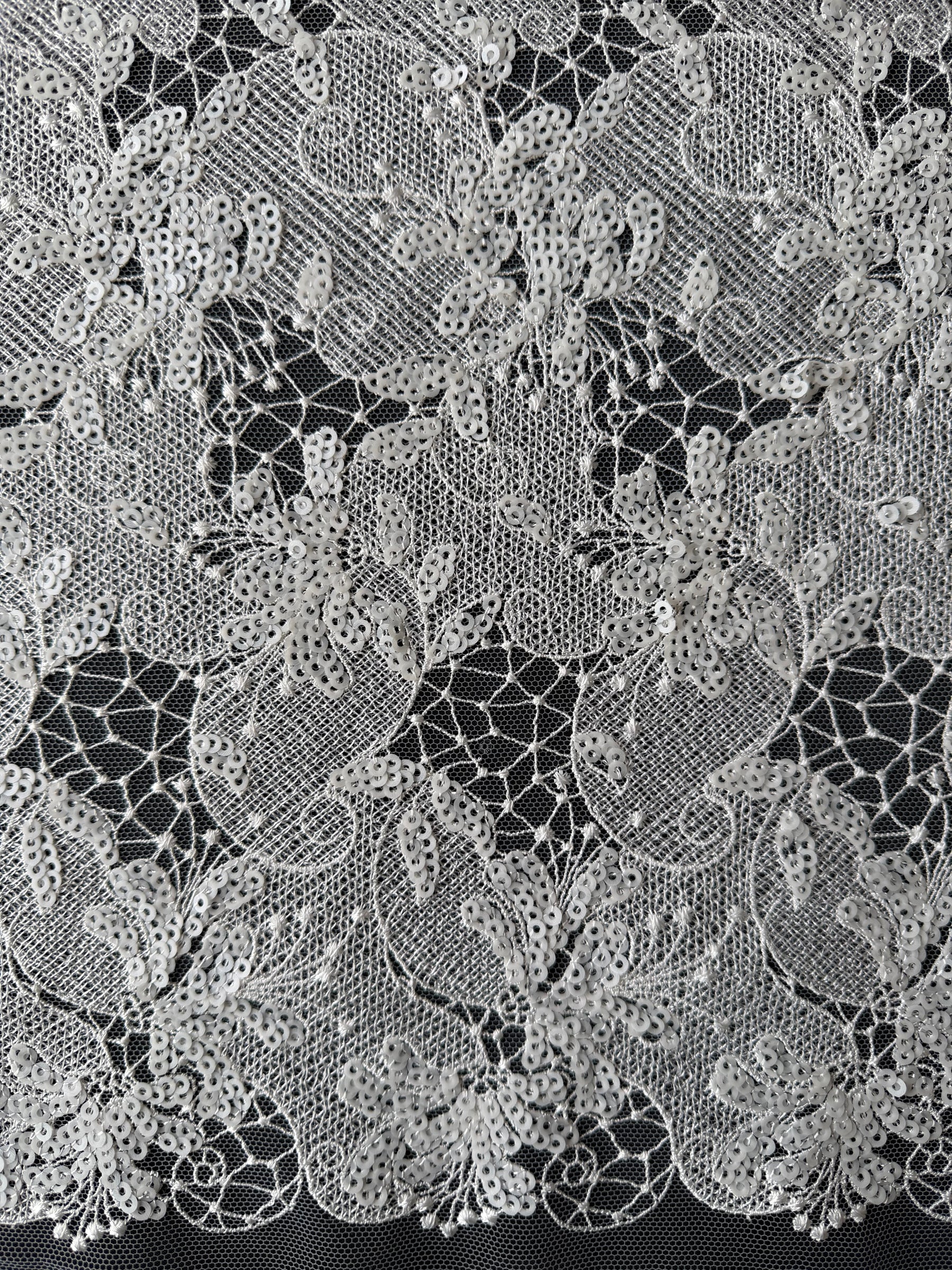 Ivory Sequin Embroidery Lace - EB3038