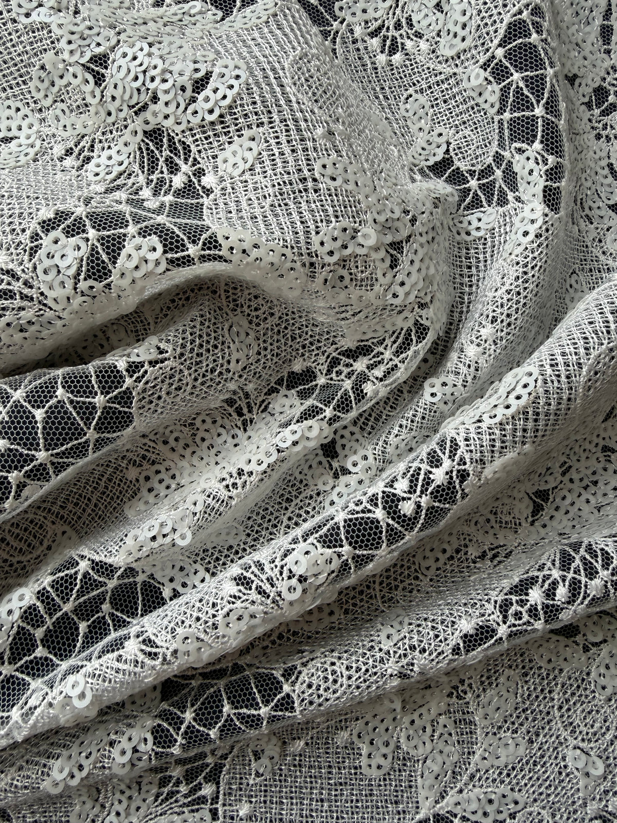 Ivory Sequin Embroidery Lace - EB3038