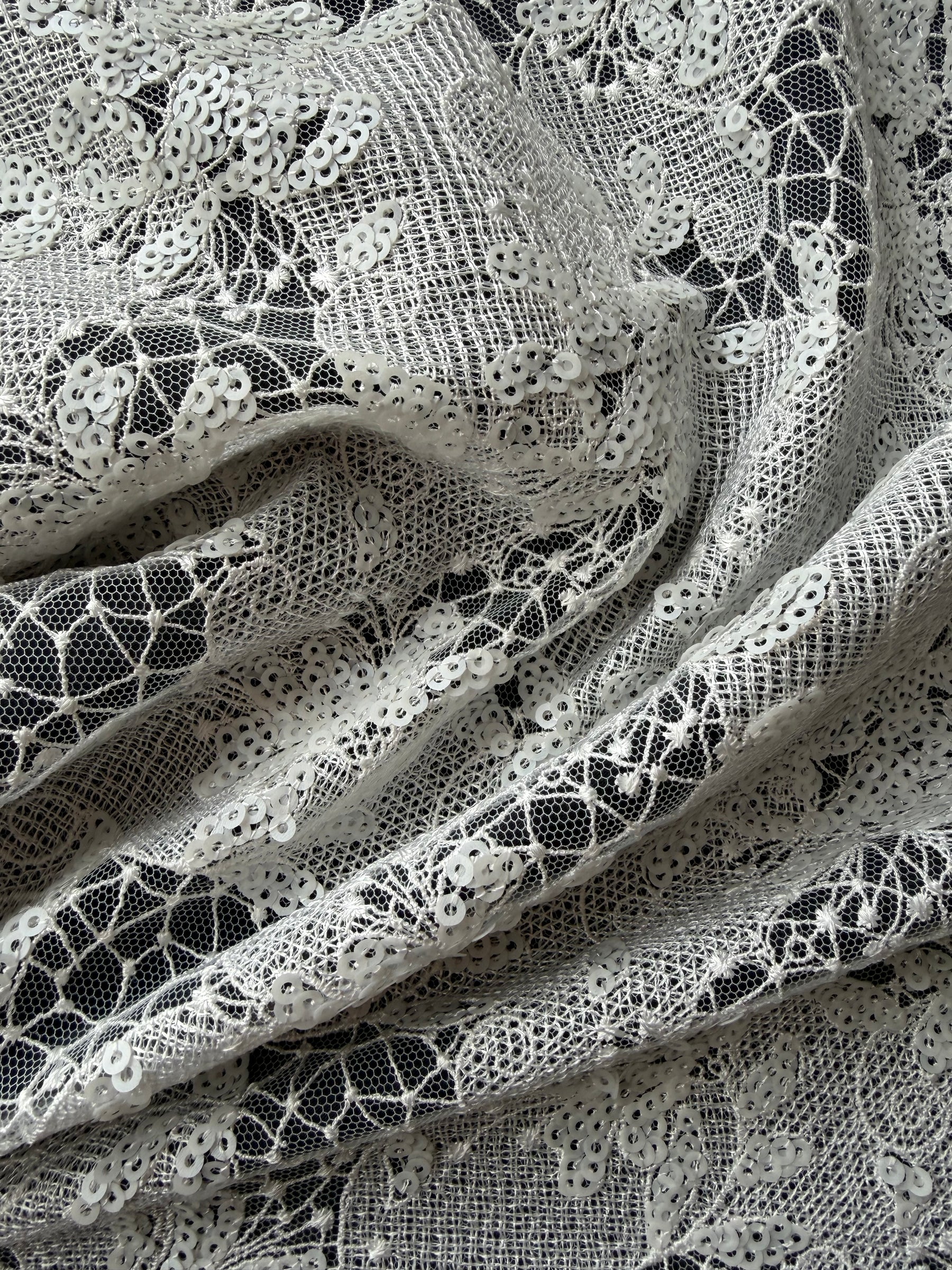 Ivory Sequin Embroidery Lace - EB3038