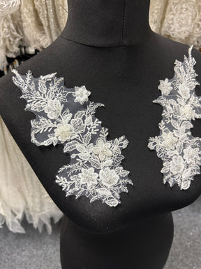 Ivory Beaded Lace Appliques - MT4014