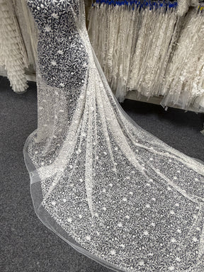 Embroidered Beaded Tulle - EB1108