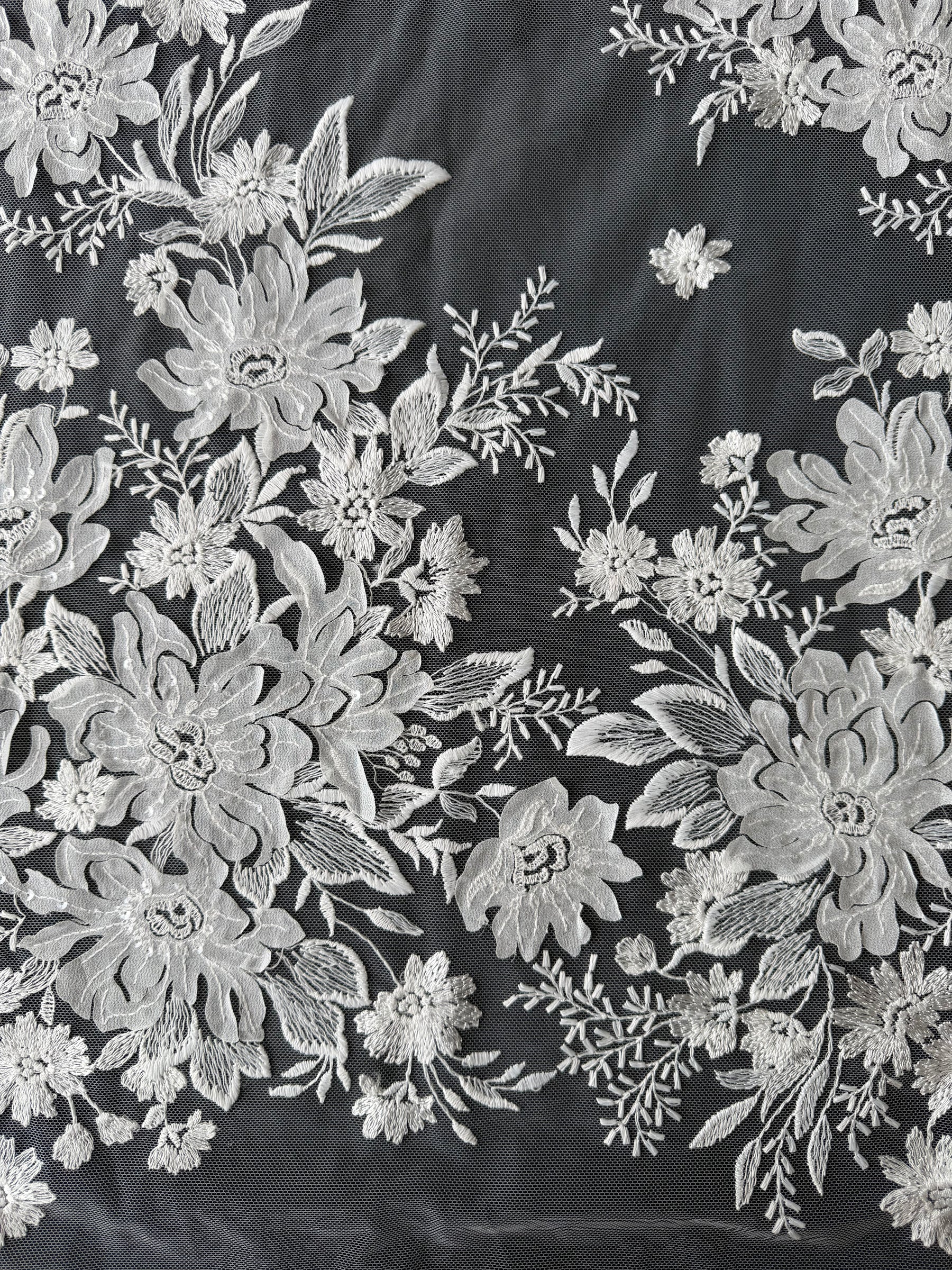 Ivory Sequin Embroidery Lace - EB3041