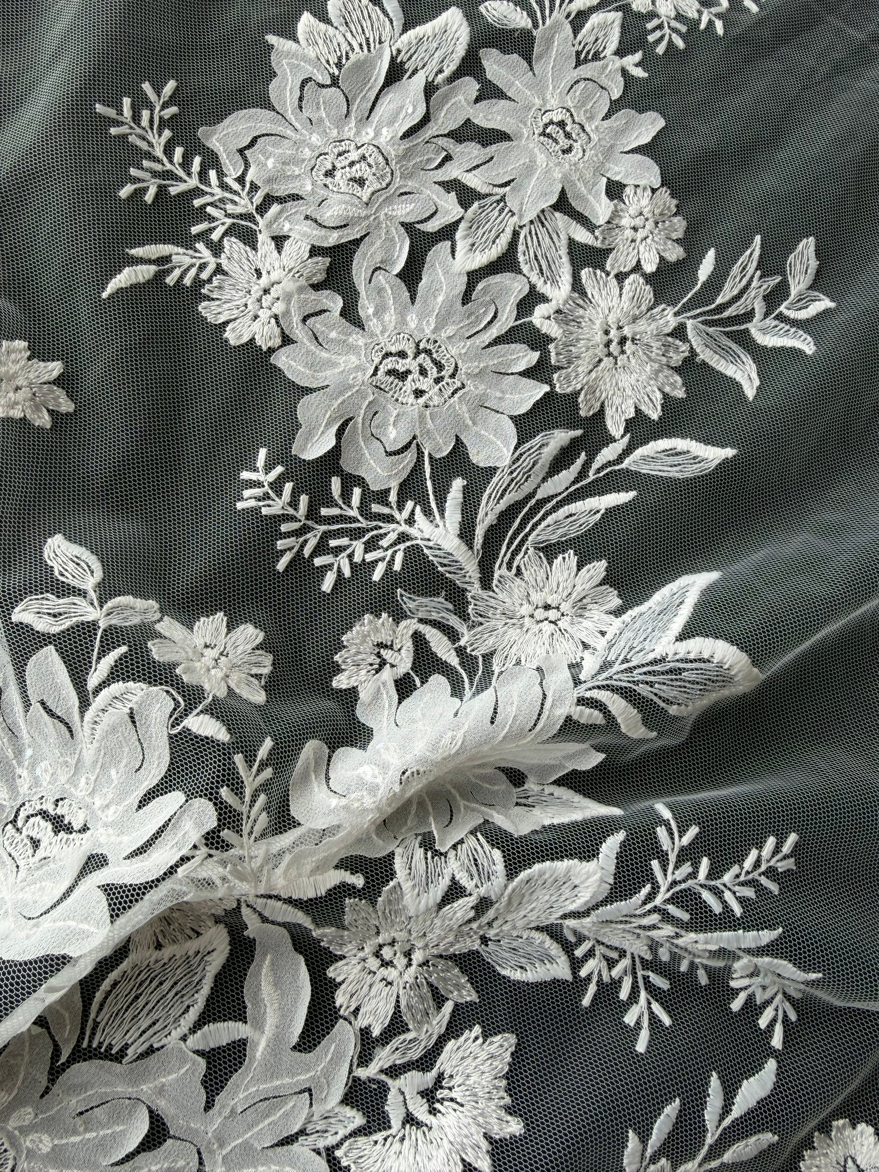 Ivory Sequin Embroidery Lace - EB3041