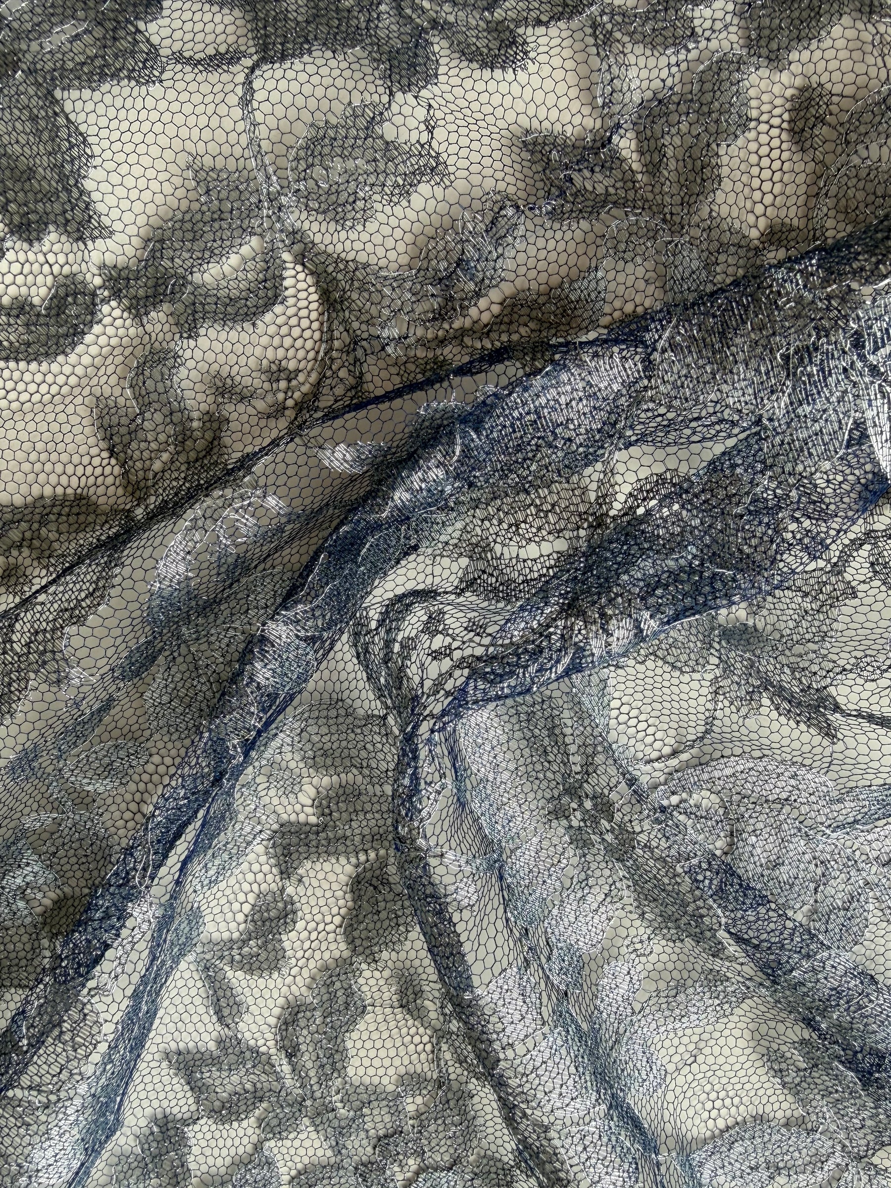 Navy with Silver French Lace - LA2002