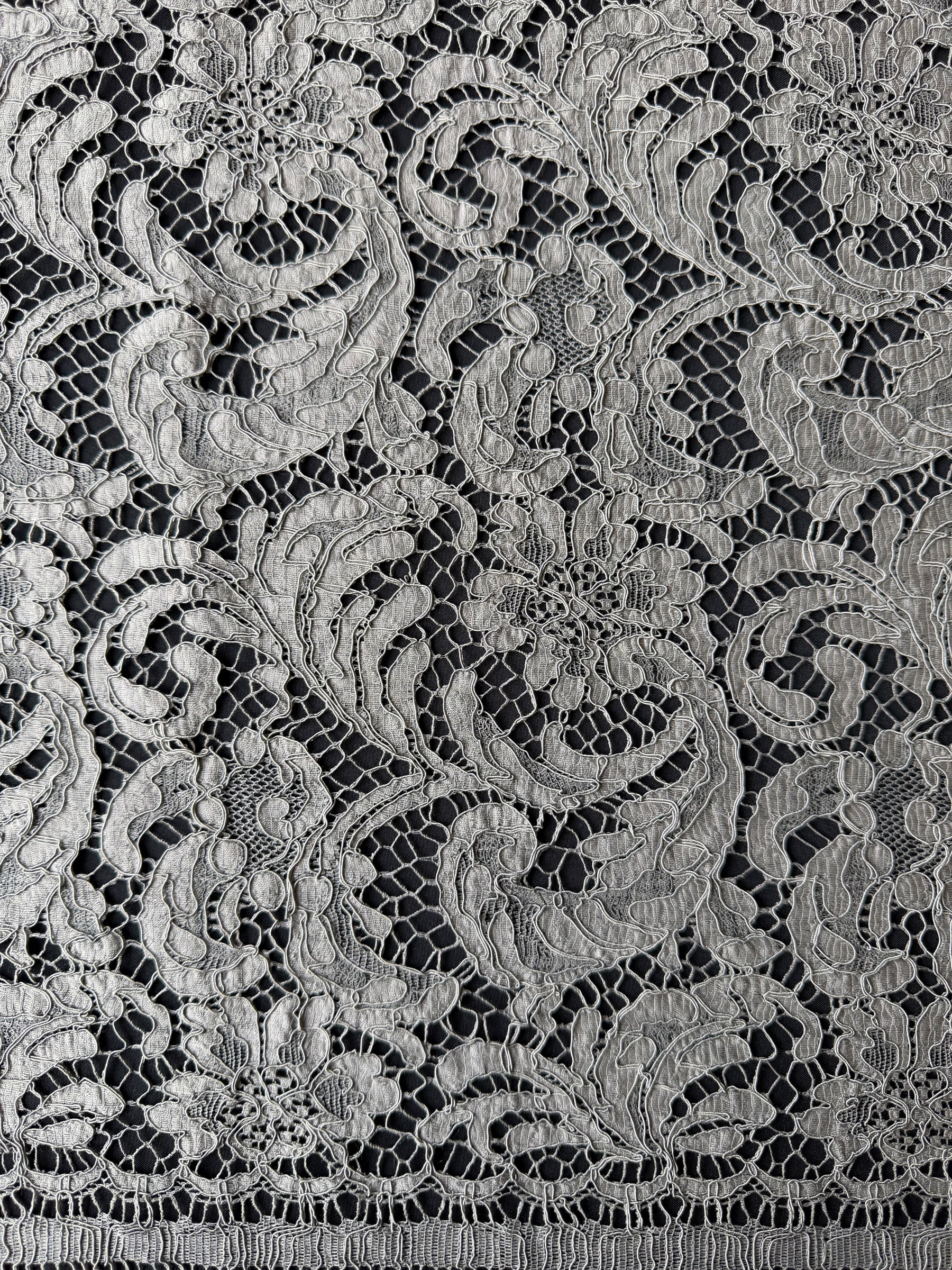 Dark Nickel Grey Chantilly Lace - P244