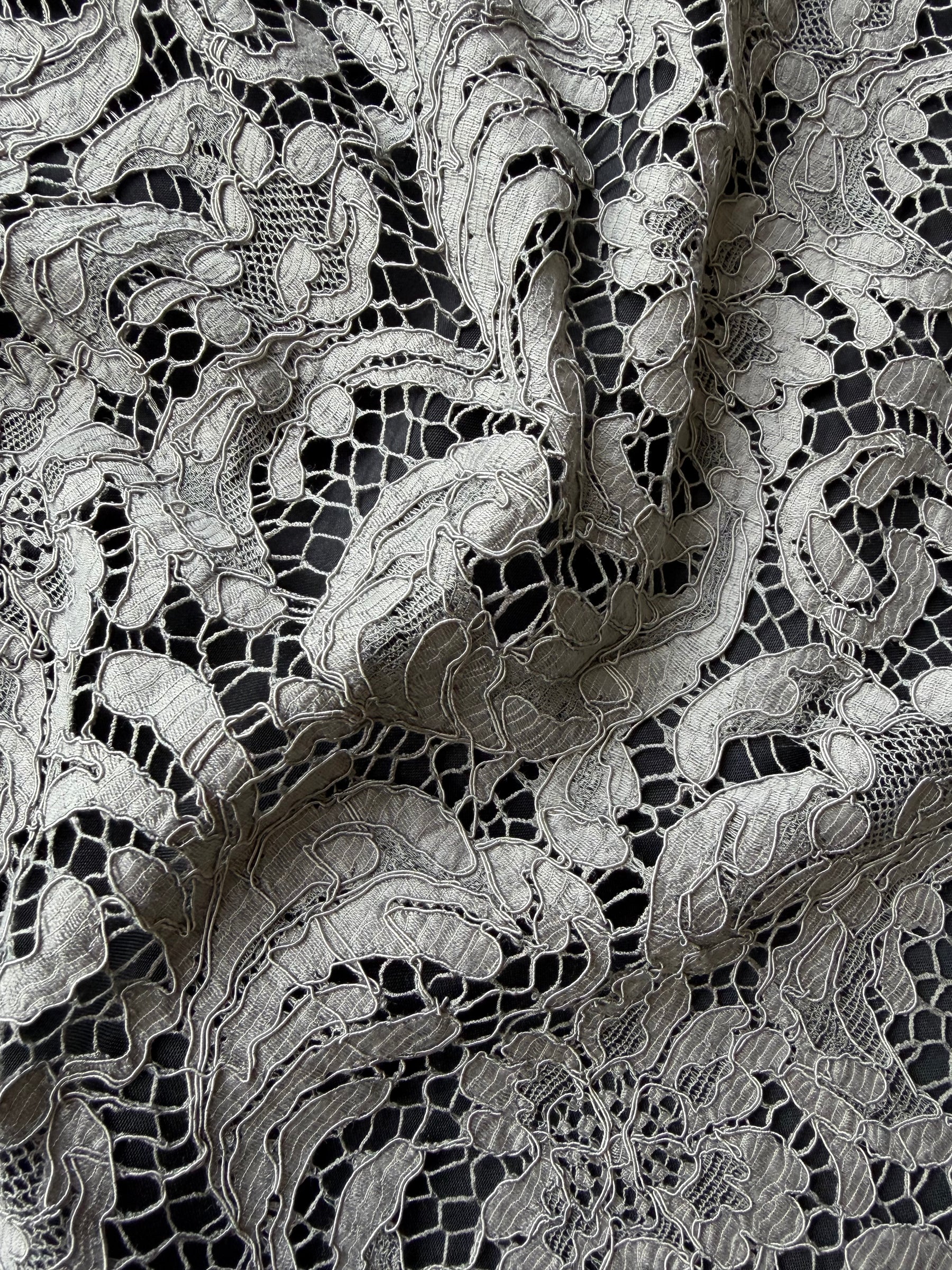 Dark Nickel Grey Chantilly Lace - P244