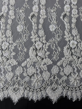 Ivory Hand Beaded Raschel Lace - Severiano