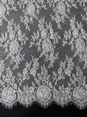 Ivory Hand Beaded Raschel Lace - Jonelle