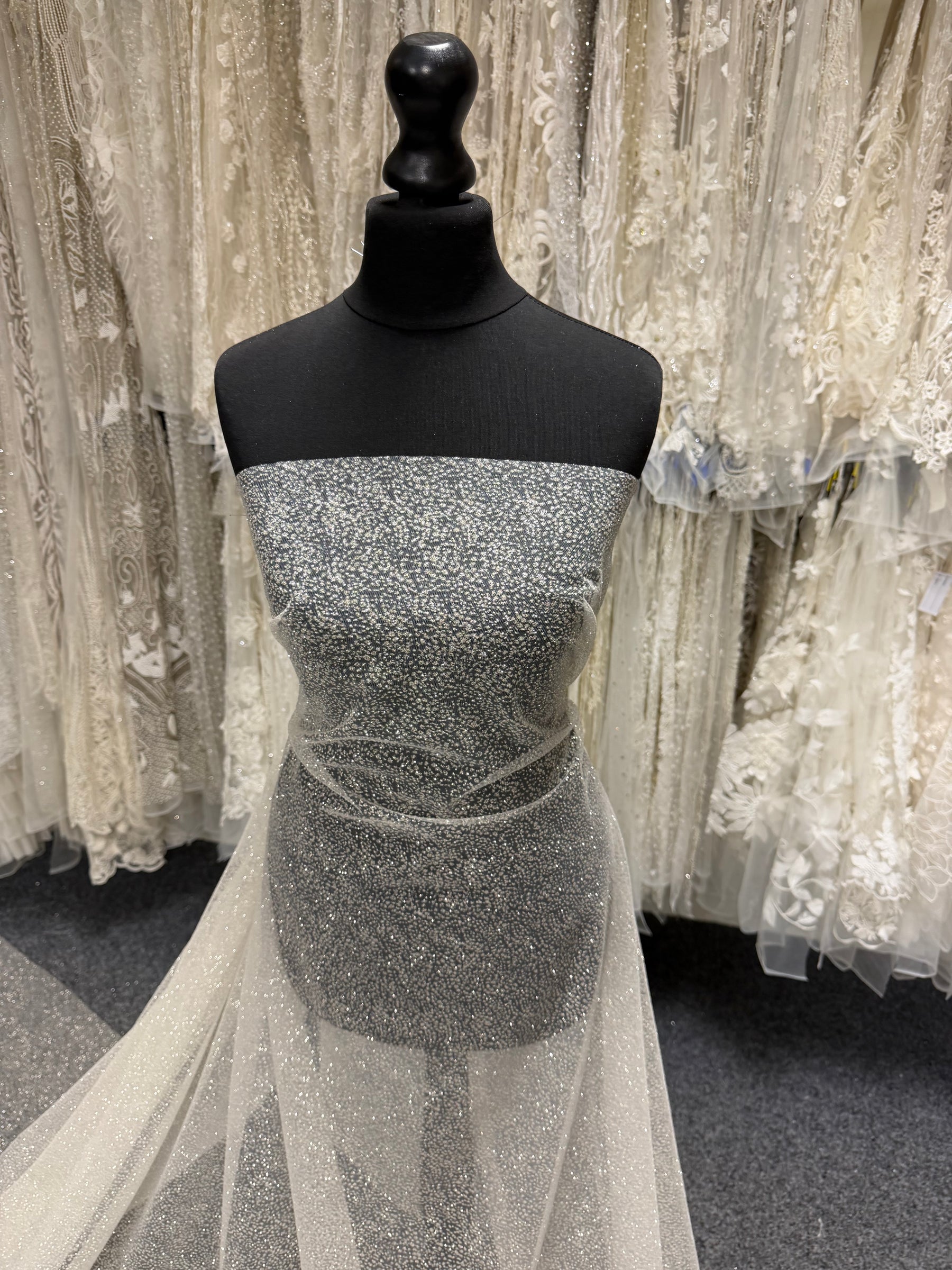 Ivory Glitter Tulle - TU0066