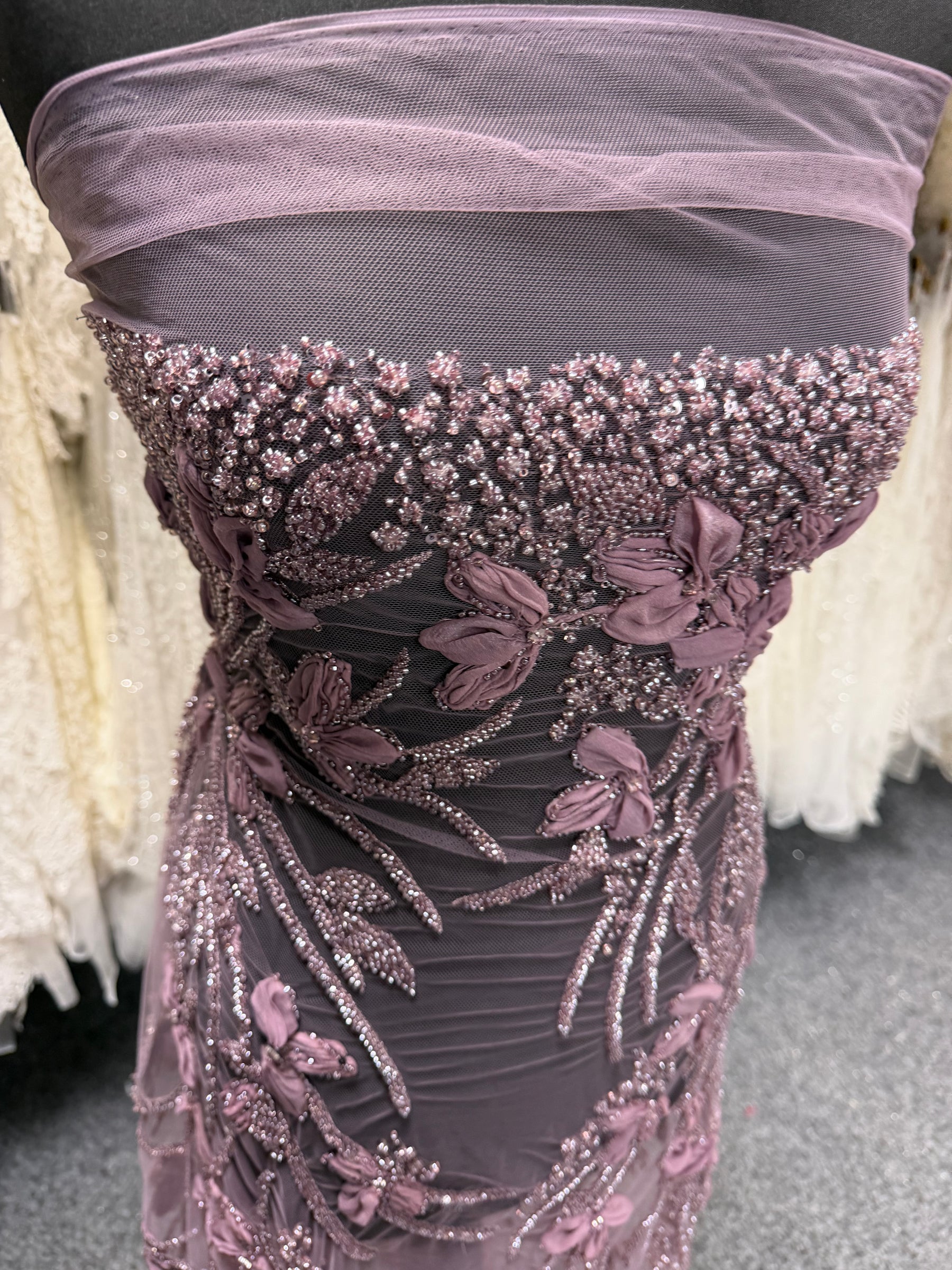 Purple 3D Beaded Embroidered Lace - Johari