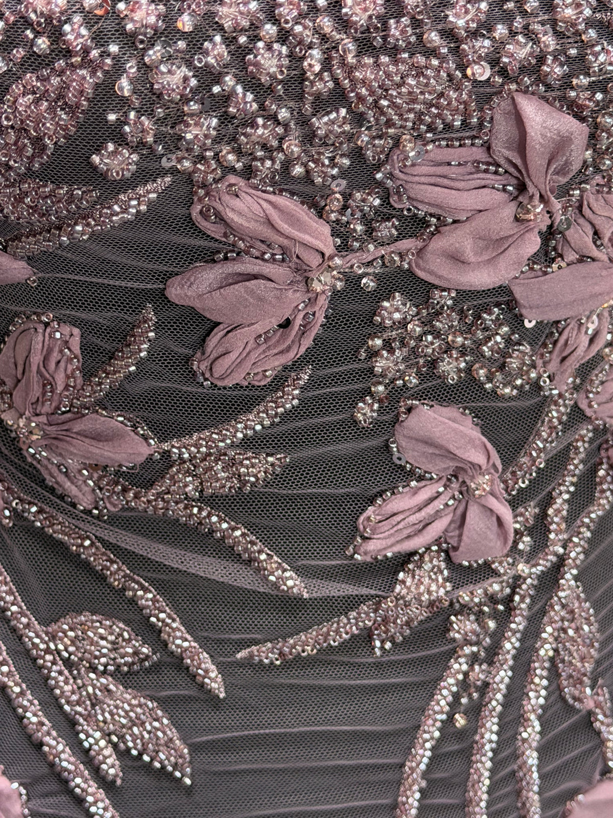 Purple 3D Beaded Embroidered Lace - Johari