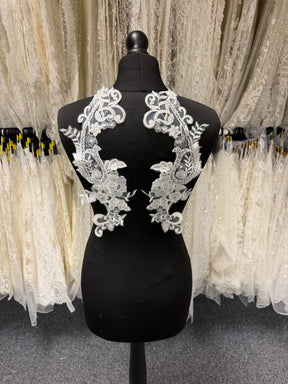 Ivory Beaded Lace Appliques - T892