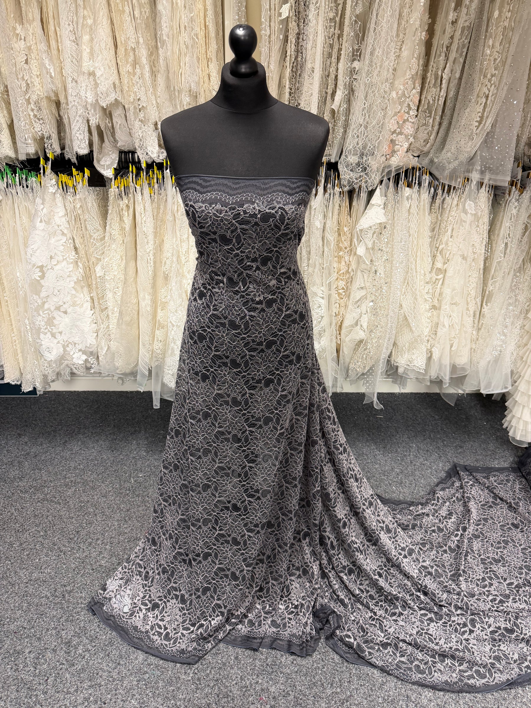 Slate Grey Corded Lace - Tocca