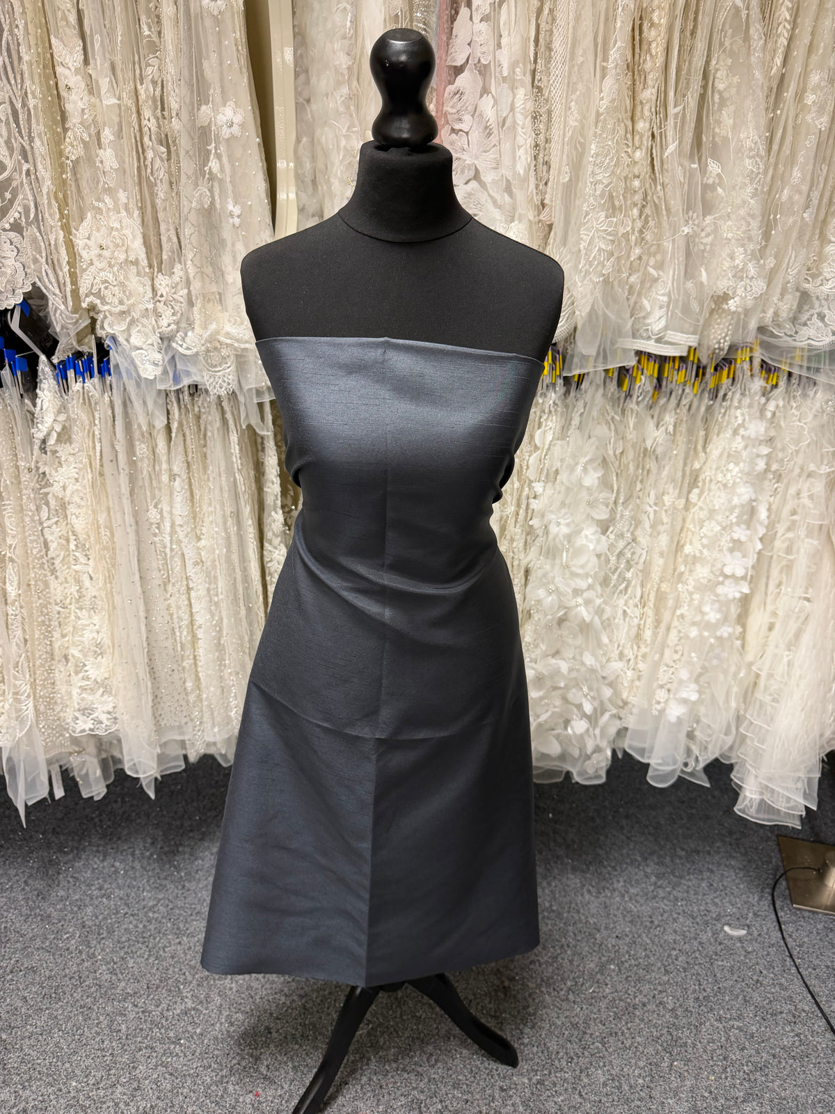 Charcoal Polyester Satin Backed Dupion - Clarity (P967)