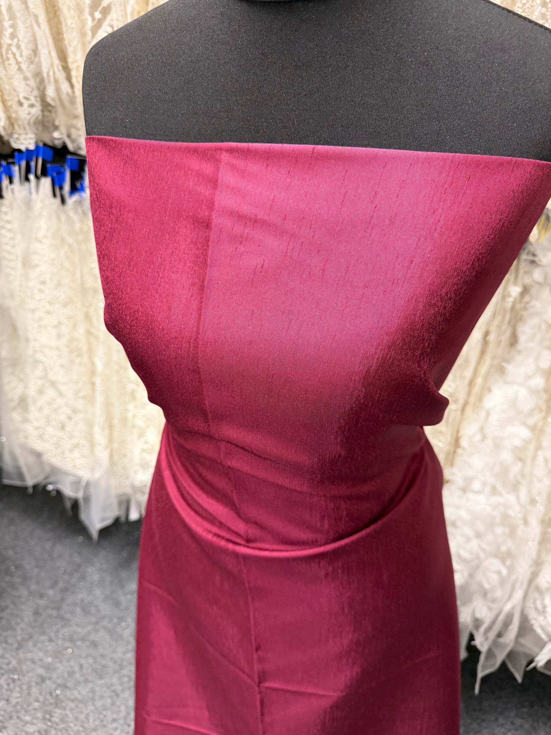 Dark Wine Polyester Satin Backed Dupion - Clarity (P967)