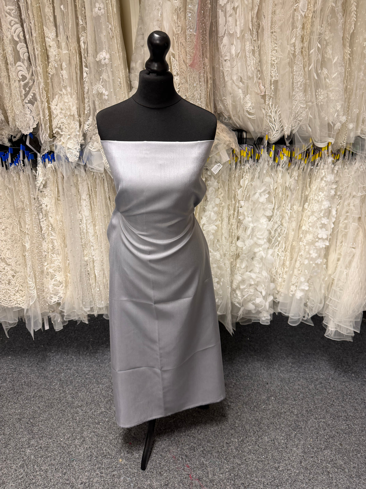 Gun Metal Polyester Satin Backed Dupion - Clarity (P967)