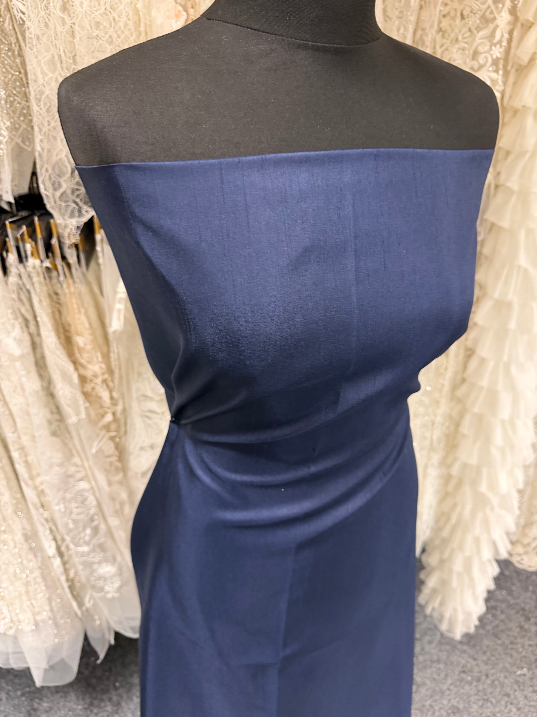Navy Polyester Satin Backed Dupion - Clarity (P967)