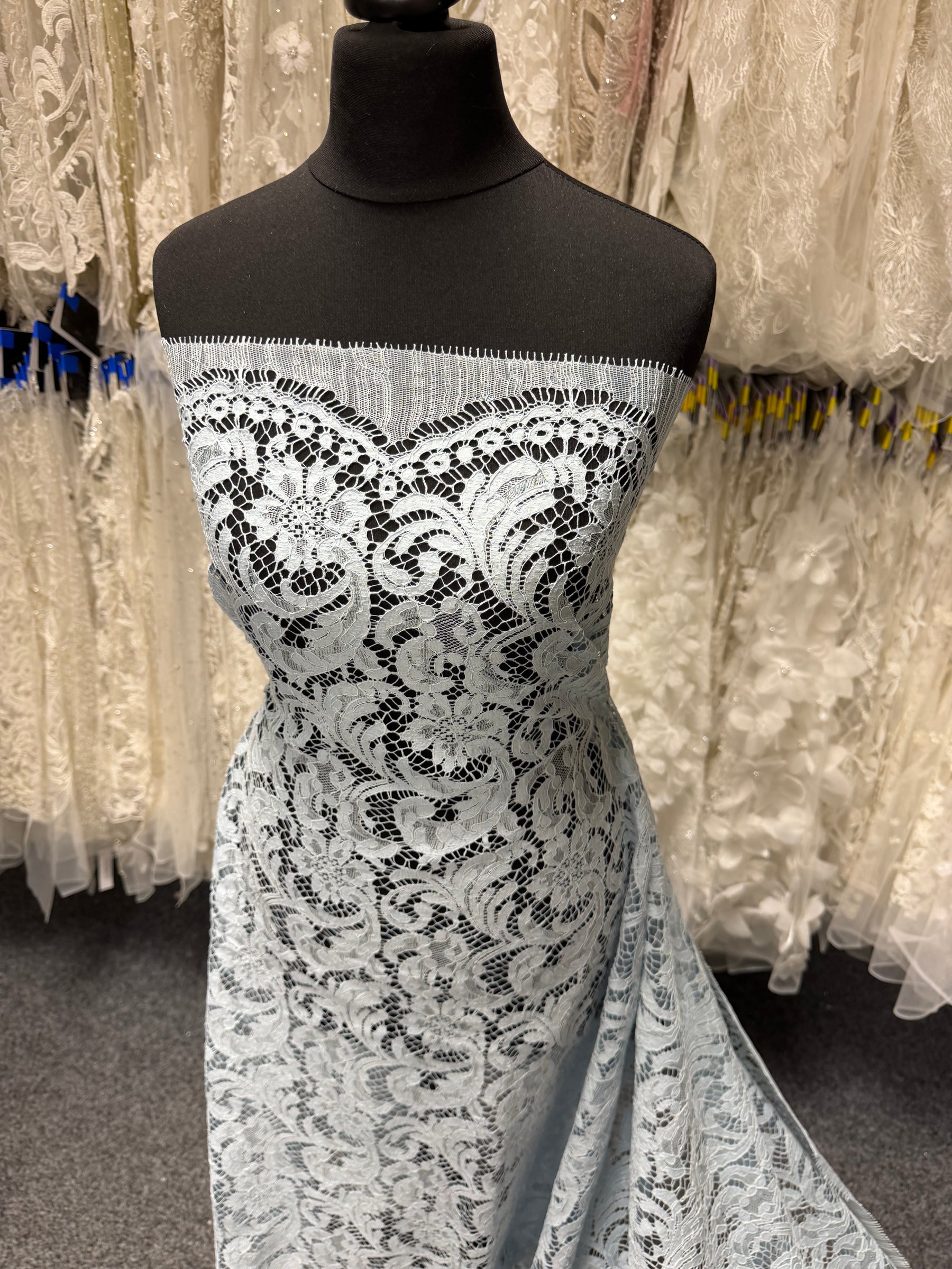 Powder Blue Eco French Corded Lace - LA4007
