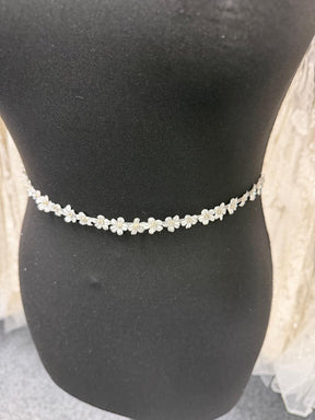 Ivory 3D Satin Flower Crystal Edging - EH1019