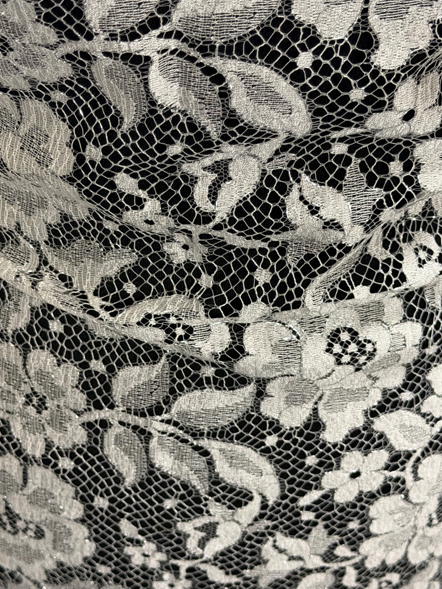 Ivory and Silver Chantilly Lace - P178