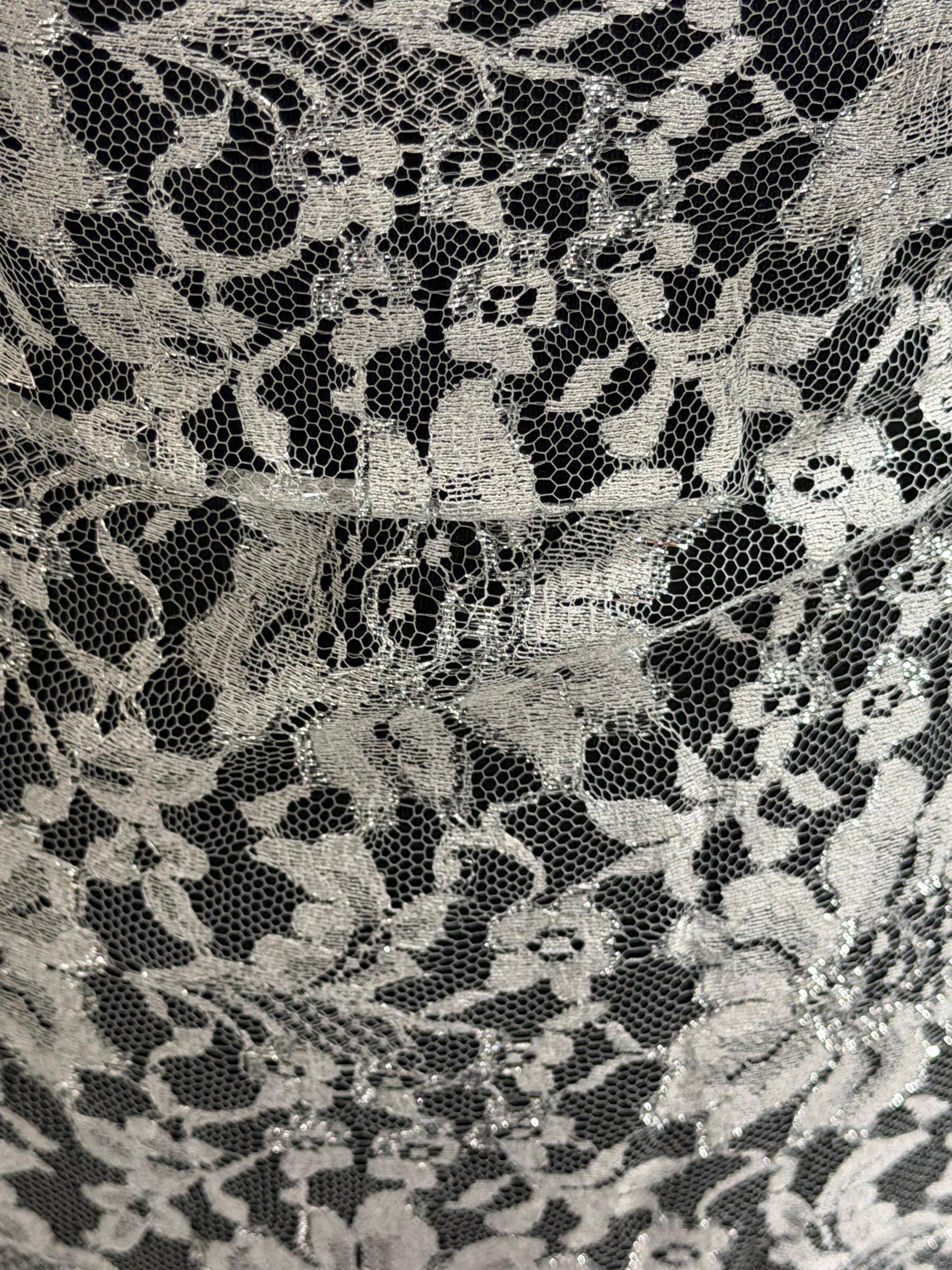 Silver Metallic Chantilly Lace - P184