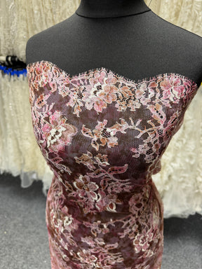 Pink Printed Chantilly Lace - P190