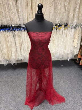Bordeaux Red Chantilly Lace - P177